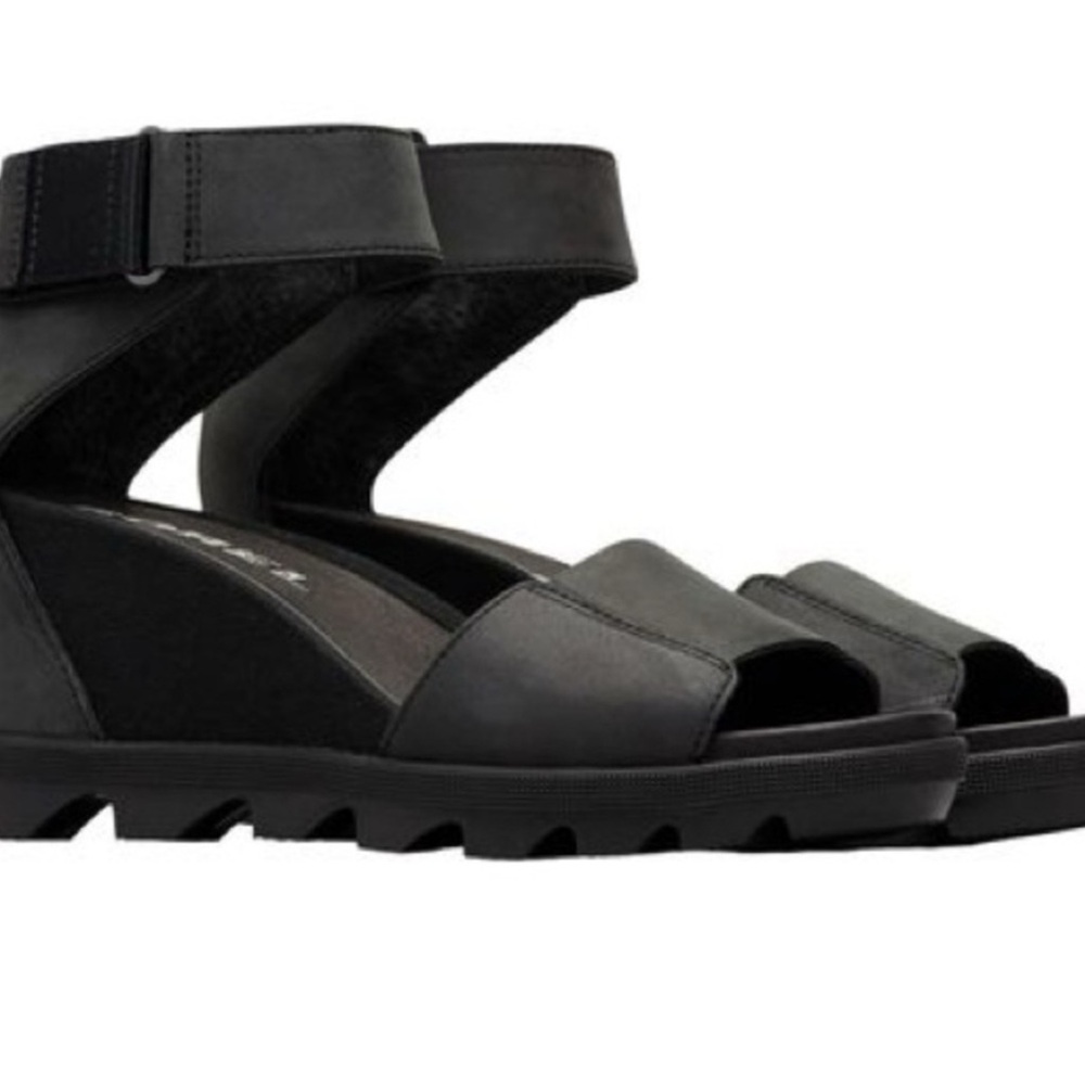 Sorel Joanie ll Black Strap Wedge Sandals